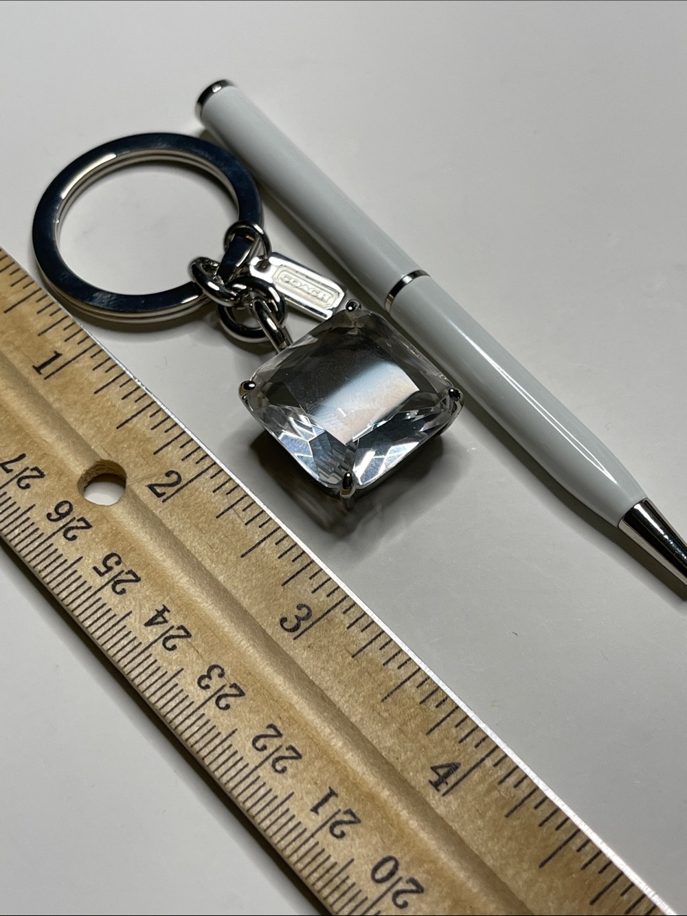 Coach Crystal Square Charm Keychain - Silver Hardware and Coach Pen - Picture 5 of 7